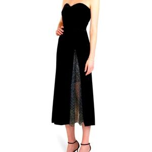 Shoshanna Ramona Strapless Rhinestone velvet dress